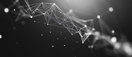Wall Mural - abstract futuristic background featuring interconnected triangles dots and lines in a blank space