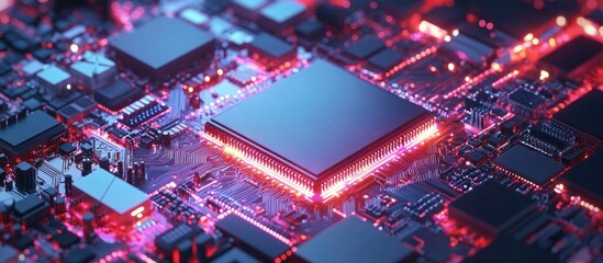 Wall Mural - ai chipset on a three dimensional circuit board