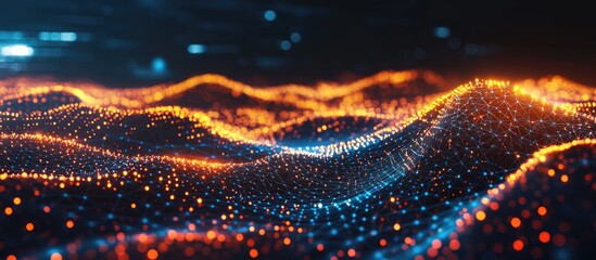 Wall Mural - abstract illustration of data technology featuring a low poly design with connecting dots and lines 