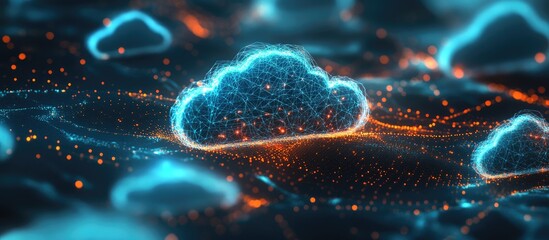 Wall Mural - connected cloud infrastructure for mobile communications utilizing big data in a polygonal design re