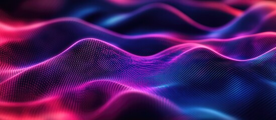 Canvas Print - Gradient wavy line shapes create blended covers This abstract cyber background features a modern visual effect with repeating lines ideal for posters layouts placards and cards