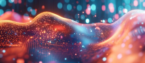 Wall Mural - abstract lines and dots interconnected against a background representing technology and digital conn