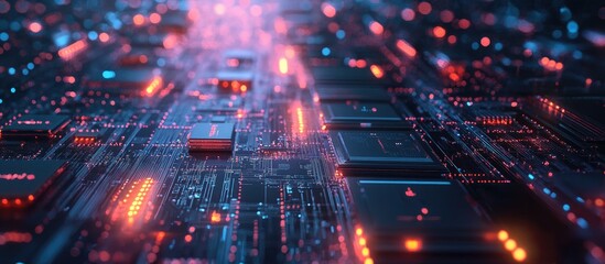 Wall Mural - ai enhanced cpu processor visualizing data flow and processing in a 3d rendered illustration related