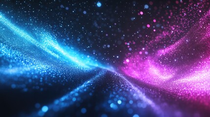 Poster - Abstract background featuring blue and purple neon glow on a black canvas Depiction of light speed in a cosmic setting suitable for events or celebrations