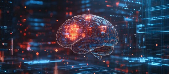 Wall Mural - human interaction with ai brain processors in the context of artificial intelligence engineering big
