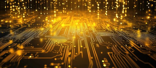 Wall Mural - abstract yellow circuit board technology background