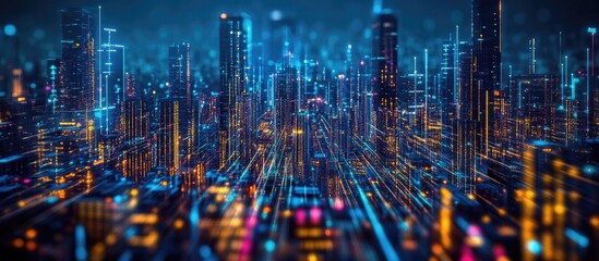 Wall Mural - a line graph depicting the growth of internet network points in 5g technology systems within buildin