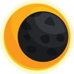 Wall Mural - dark planet with craters partially covering glowing sun, creating partial eclipse effect in space