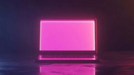 Poster - Neon Laptop in Dark Space