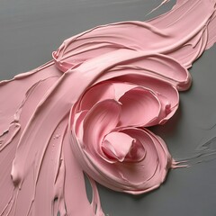 Wall Mural - Close up view of light pink paint swirls isolated on grey