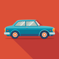 Wall Mural - a side view of a car in a flat design style