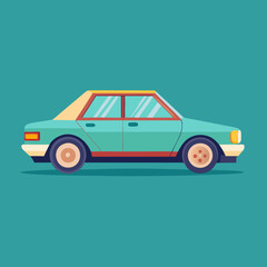 Wall Mural - a side view of a car in a flat design style