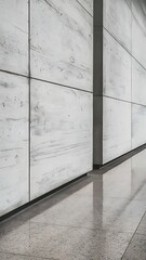 Wall Mural - White concrete wall and floor closeup