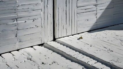 Wall Mural - White concrete wall and floor closeup