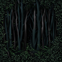 Canvas Print - dark forest illustration background