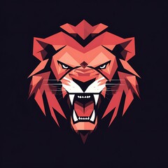 Wall Mural - Geometric lion head mascot logo design for esports team, gaming brand or sports club.