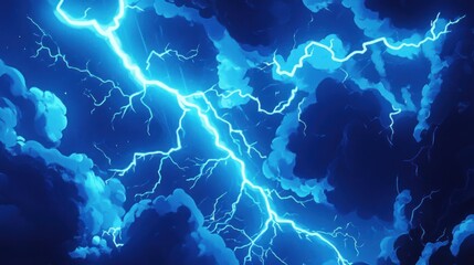 Abstract blue and white lightning strike.