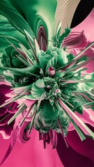 Wall Mural - Abstract background with green, pink, purple elements