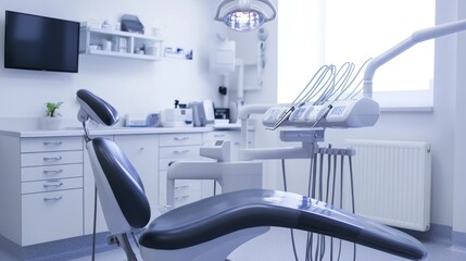 Wall Mural - Empty Dentist Chair With Medical Equipment.