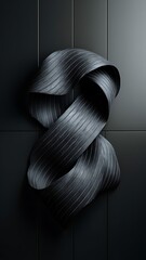 Wall Mural - Dark grey striped wooden material on black