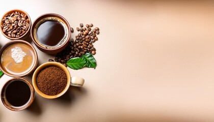 Wall Mural - variety of coffee brews with free copy space ai generative