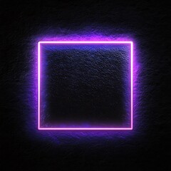 Wall Mural - Purple Neon Square Light on Black Background