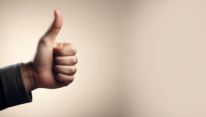 thumbs up gesture on isolated background symbolizing positive attitude approval and encouragement for success and achievement