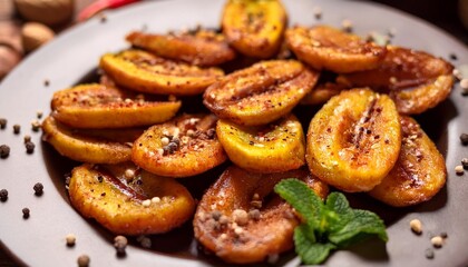 savory delight of ghanaian kelewele spiced and fried plantains providing a flavorful and subtly spicy snack or side dish