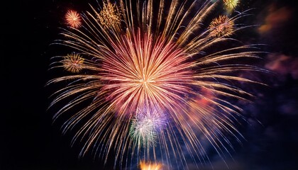 colorful fireworks bursting in the night sky celebrating a festive occasion with vibrant lights