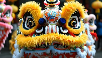 Wall Mural - Vibrant Sphere of Tradition and Culture in a Lion Dance Costume