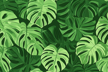 seamless texture with monster leaves in flat art style
