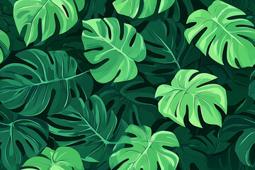 seamless texture with monster leaves in flat art style
