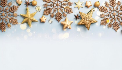 radiant christmas border with gold snowflakes and stars banner