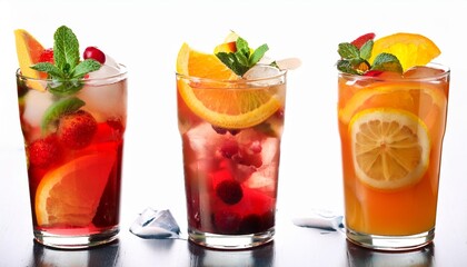 Wall Mural - cold drinks with fruit garnish