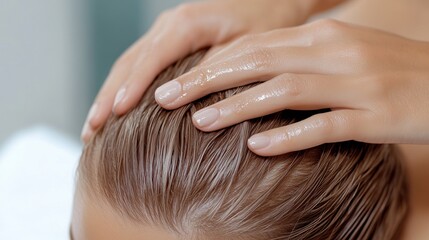 Canvas Print - A woman getting her hair washed by a professional, AI