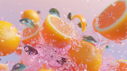 Canvas Print - Orange Splash: A Vibrant Still Life of Fresh Citrus Fruit