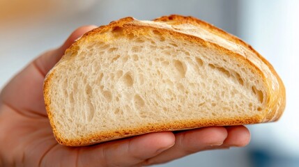 Poster - A close up of a hand holding bread in it's palm, AI