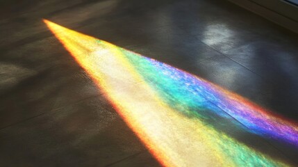 Wall Mural - Colorful light refracted through a window onto a textured floor, creating a vibrant rainbow-like pattern.