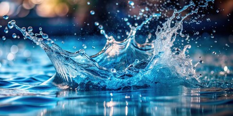 A high-speed capture of a water splash in a pool , water, splash, high-speed, movement, liquid, aqua, refreshing, droplets