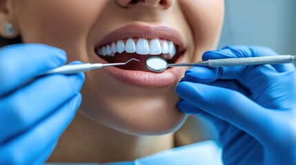 Wall Mural - Close-up of a patient's mouth at the dentist.