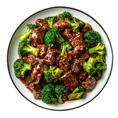 Poster - A Plate of Delicious Beef and Broccoli Stir Fry Isolated on a Transparent Background 