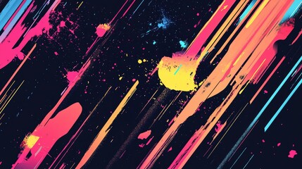 Line art illustration of break and disintegration elements featuring a glitch effect Retro technology background with trendy futuristic digital graffiti in glowing RGB CMYK colors and abstract str