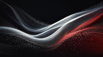 Abstract background with white and red glitter on black background.