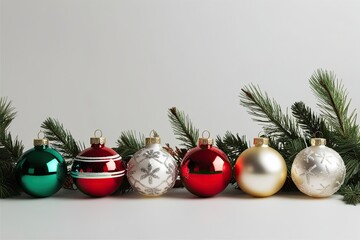 Sophisticated Collection of Christmas and Winter Ornaments on a Minimalist Background