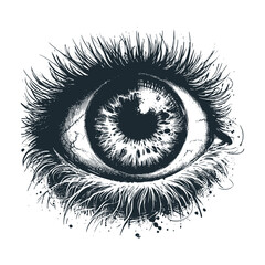 Wall Mural - The eyeball. Black white vector illustration.
