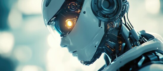 Wall Mural - individual utilizing ai technology for business enhancement featuring advanced robotics and futurist
