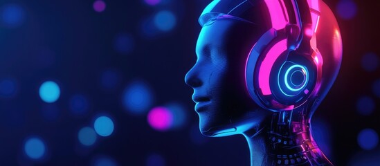 Wall Mural - ai voice controlled chatbot interaction concept for virtual customer service support and automated c