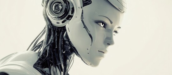 Wall Mural - a 3d illustration of a humanoid robot with a captivating gaze