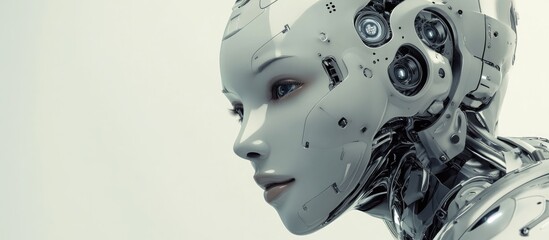 Wall Mural - futuristic 3d illustration of a female android with a metallic appearance representing artificial in
