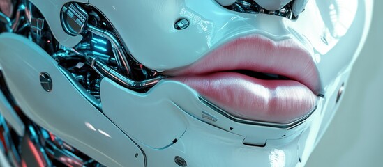Wall Mural - futuristic female lips robotic features interaction with artificial intelligence a humanoid machine